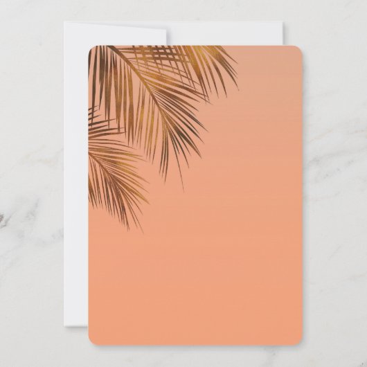 Bahama Breeze Bronze Palm Coral Peach Wedding Kaart (Achterkant)