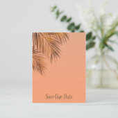 Bahama Breeze Bronze Palm Coral Save the Date Aankondigingskaart (Staand voorkant)