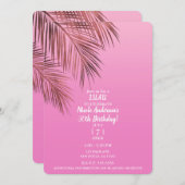 Bahama Breeze Bronze Palm Roze Verjaardagsfeest Kaart (Voorkant / Achterkant)