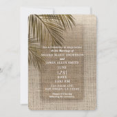Bahama Breeze Bronze Palm Rustic Burlap Wedding Kaart (Voorkant)
