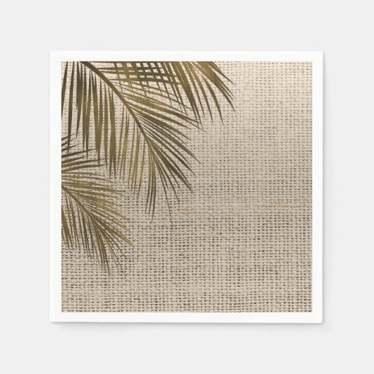 Bahama Breeze Bronze Palm Rustic Burlap Wedding Servet (Voorkant)