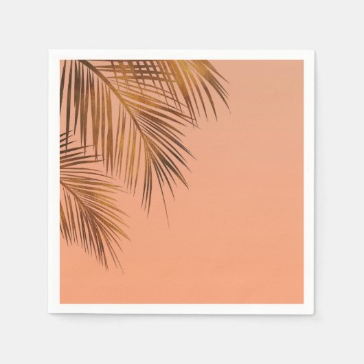 Bahama Breeze Bronzen Palm Koraalroze Bruiloft Servet (Voorkant)