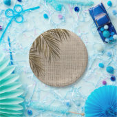 Bahama Breeze Bronzen Palm Rustic Jute Bruiloft Papieren Bordje (Feest)