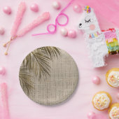 Bahama Breeze Bronzen Palm Rustic Jute Bruiloft Papieren Bordje (Feest)