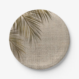 Bahama Breeze Bronzen Palm Rustieke Jute Huwelijk Papieren Bordje
