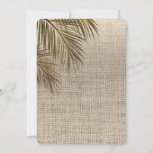 Bahama Breeze Bronzen Palm Rustieke Linnen Bruids- Kaart (Achterkant)