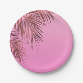 Bahama Breeze Bronzen Roze Goud Paim Pink Bruiloft Papieren Bordje