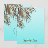 Bahama Breeze Koper Palm Aqua Blauw Save The Date Aankondigingskaart (Voorkant / Achterkant)
