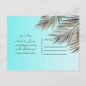 Bahama Breeze Koper Palm Aqua Blauw Save The Date Aankondigingskaart (Achterkant)
