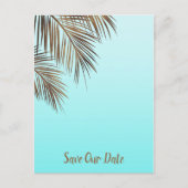 Bahama Breeze Koper Palm Aqua Blauw Save The Date Aankondigingskaart (Voorkant)