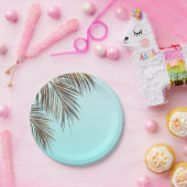 Bahama Breeze Koper Palm Aqua Zee Blauw Bruiloft Papieren Bordje (Feest)