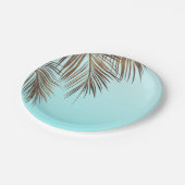 Bahama Breeze Koper Palm Aqua Zee Blauw Bruiloft Papieren Bordje (Gekanteld)