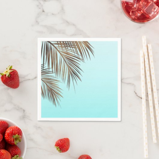 Bahama Breeze Koper Palm Aqua Zee Blauw Bruiloft Servet (Insitu)