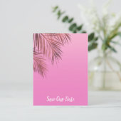 Bahama Breeze koper Palm Roze sparen de datum Aankondigingskaart (Staand voorkant)