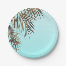 Bahama Breeze Koperen Palm Aqua Zee Blauw Bruiloft Papieren Bordje