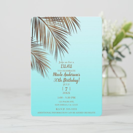 Bahama Breeze Koperpalm Aqua Blauwe Verjaardagsfee Kaart (Staand voorkant)