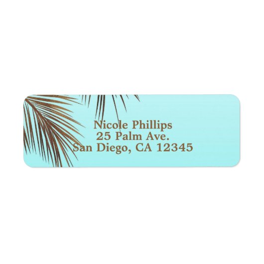 Bahama Breeze Koperpalm Blue Aqua Zee Wedding Etiket (Voorkant)