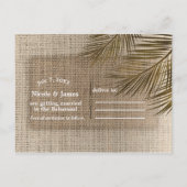 Bahama Bronzen Palm Rustieke Burlap Save the Date Aankondigingskaart (Achterkant)