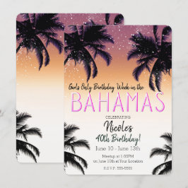Bahama Eiland Zomer Meisjes Verjaardagsfeestje Kaart