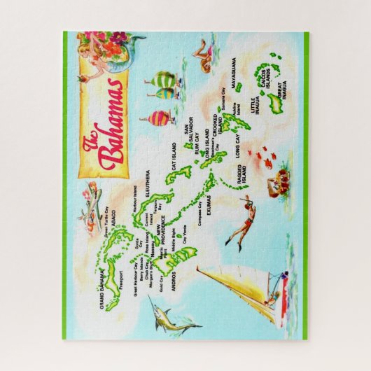  Bahama-eilanden Kaart Legpuzzel (Verticaal)