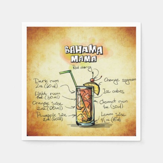 Bahama Mama Bartender Drink Recipe Servetten (Voorkant)