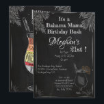 Bahama Mama  Chalk 21st Birthday Bash Kaart<br><div class="desc">stijlvolle tekening met krijt op het bord in verschillende lettertypen voor een 21ste verjaardag - nodig hen uit voor een weekend van feestvieren - met het recept voor een geweldige rumcocktail ! Uitstekende uitnodiging van het doelweekendfeest. Bahama Mama Cocktail tekent en recept op de rug.</div>