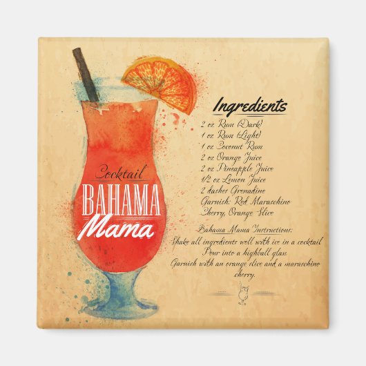 Bahama Mama Cocktail Magneet (Voorkant)