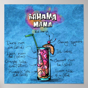 Bahama Mama Cocktail Poster
