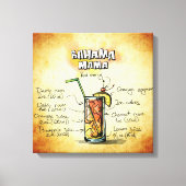 Bahama Mama Cocktail Recipe Canvas Afdruk (Voorkant)