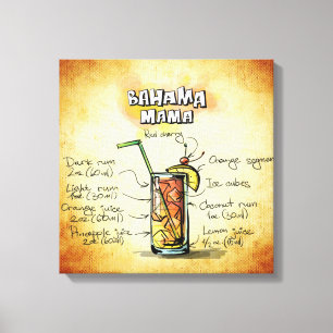 Bahama Mama Cocktail Recipe Canvas Afdruk