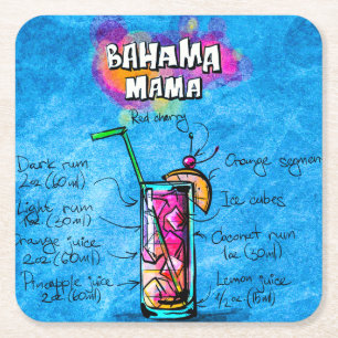 Bahama Mama Cocktail Recipe Custom Square Onderzet Kartonnen Onderzetters