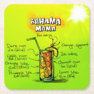 Bahama Mama Cocktail Recipe Custom Square Onderzet Kartonnen Onderzetters