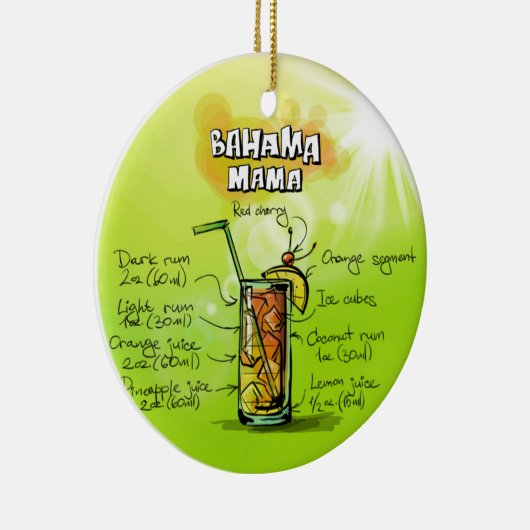 Bahama Mama Cocktail Recipe Keramisch Ornament (Rechts)