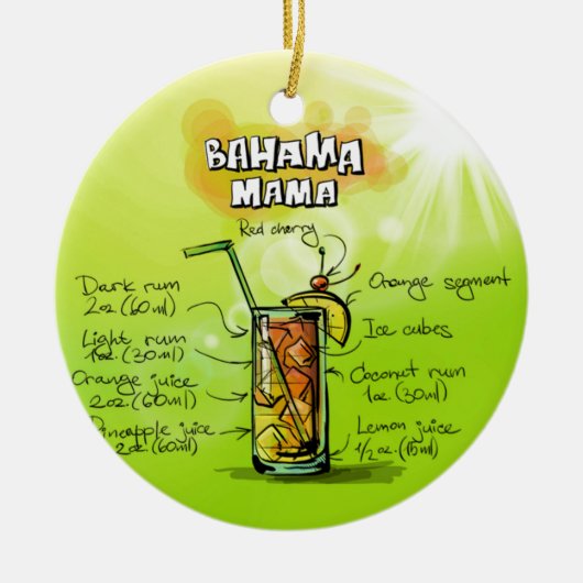 Bahama Mama Cocktail Recipe Keramisch Ornament (Voorkant)