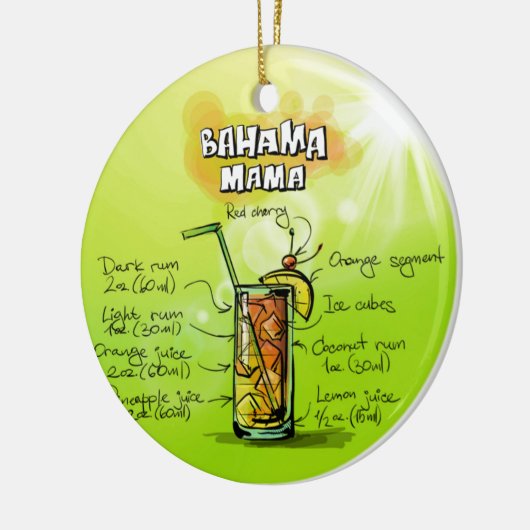 Bahama Mama Cocktail Recipe Keramisch Ornament (Links)