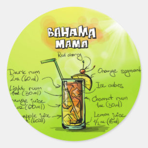 Bahama Mama Drink - Cocktail Gift Ronde Sticker