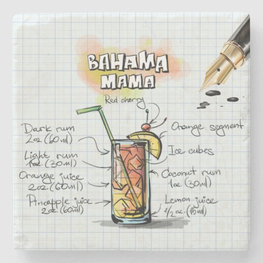 Bahama Mama Drink Stenen Onderzetter (Voorkant)