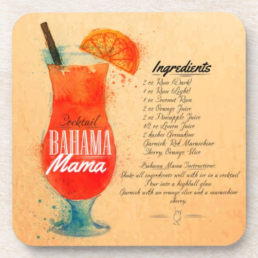 Bahama Mama Recipe Bier Onderzetter (Voorkant)