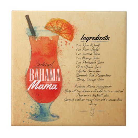 Bahama Mama Recipe Tegeltje (Voorkant)