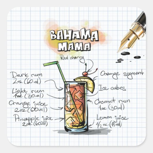 Bahama Mama Vierkante Sticker (Voorkant)