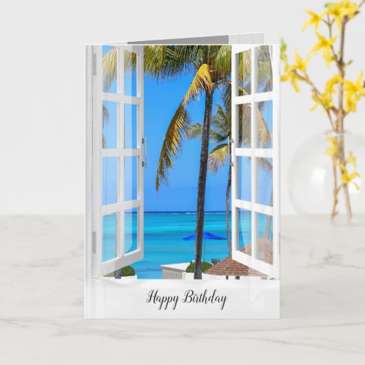 Bahama Ocean Birthday Card Kaart (Gele Bloem)
