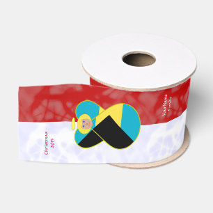 Bahamaans Blond Haar Engel Vlag Rood Wit Persoonli Grosgrain Lint