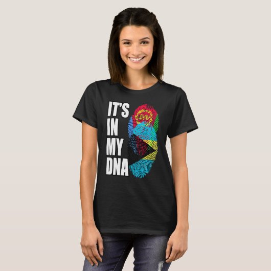 Bahamaans en Eritrees Mix DNA-vlaggenerfgoed T-shirt (Voorkant volledig)