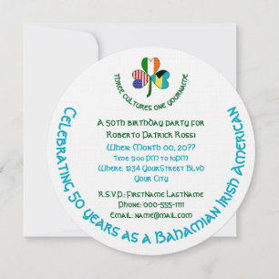 Bahamaans-Iers-Amerikaanse Vlag Klaver Verjaardag Kaart
