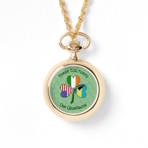Bahamaans Iers USA Shamrock Persoonlijk Horloge