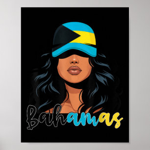 Bahamaans meisje Bahamaanse vlag Trotse Bahamaanse Poster