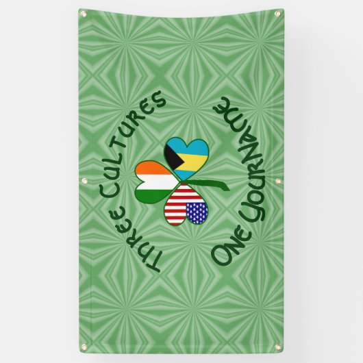 Bahamaanse Ierse Amerikaanse vlaggen Shamrock Pers Spandoek (Verticaal)