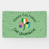 Bahamaanse Ierse Amerikaanse vlaggen Shamrock Pers Spandoek (Horizontaal)
