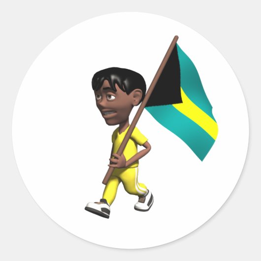 Bahamaanse jongen ronde sticker (Voorkant)