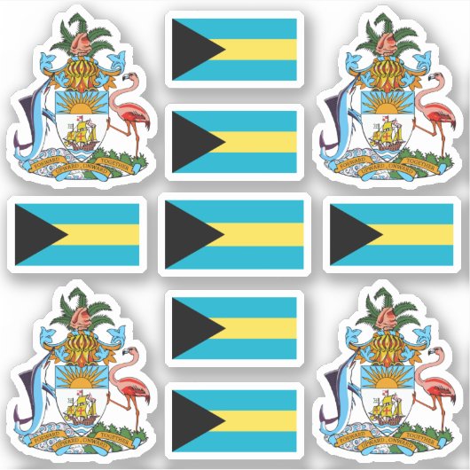 Bahamaanse staatssymbolen / wapenschild en vlag sticker (Voorkant)
